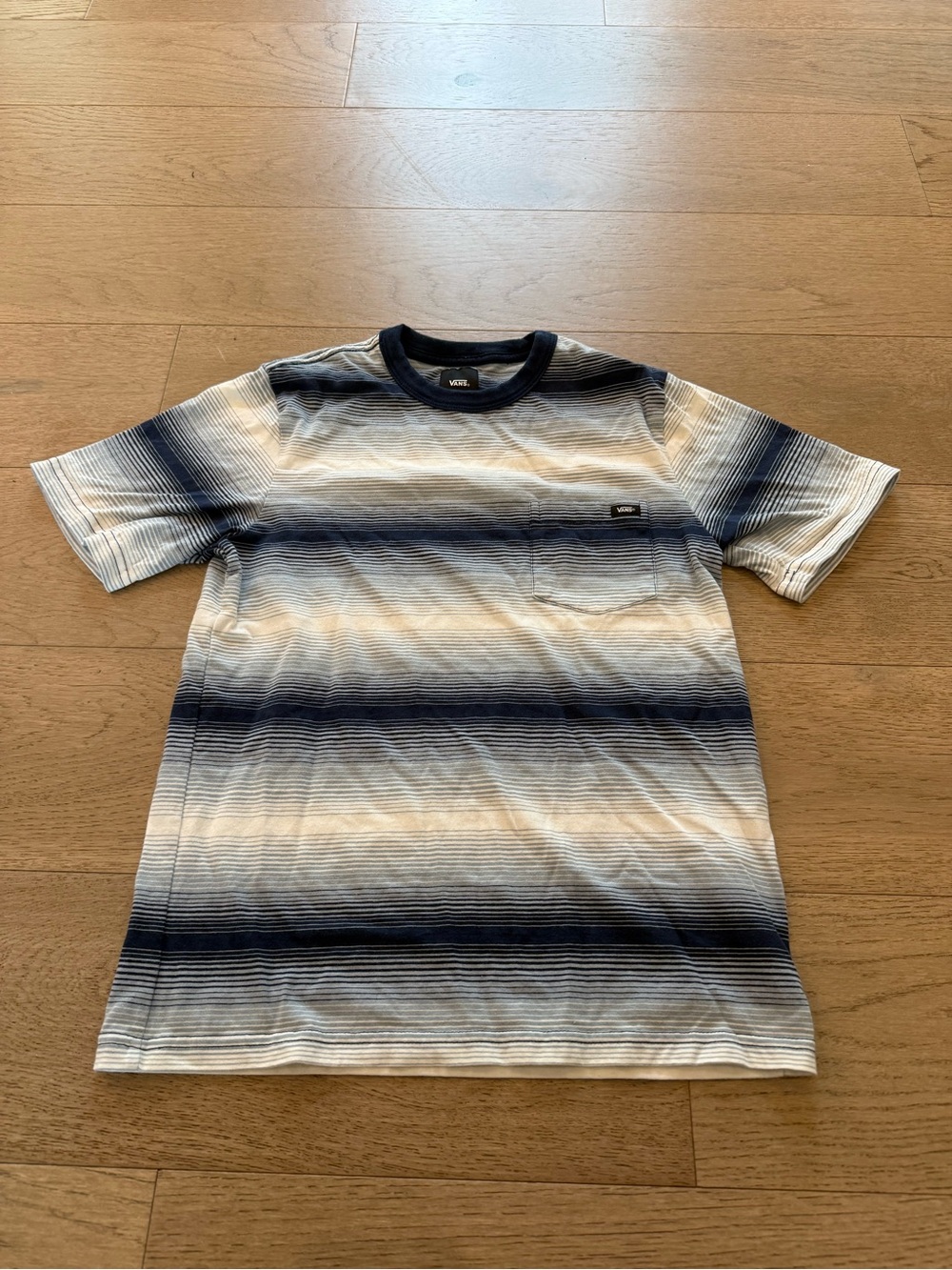 Vans Boys Navy & White Striped Crew Tee